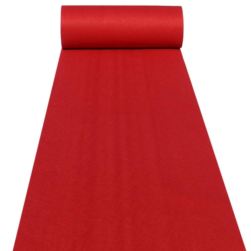 HUAHOO Aisle Runners Wedding Accessories 2mm Red Aisle Runner Carpet Rugs for Step and Repeat Display, Ceremony Parties and Events Indoor or Outdoor Decoration 24 Inch Wide x 50 feet Long - Image 1